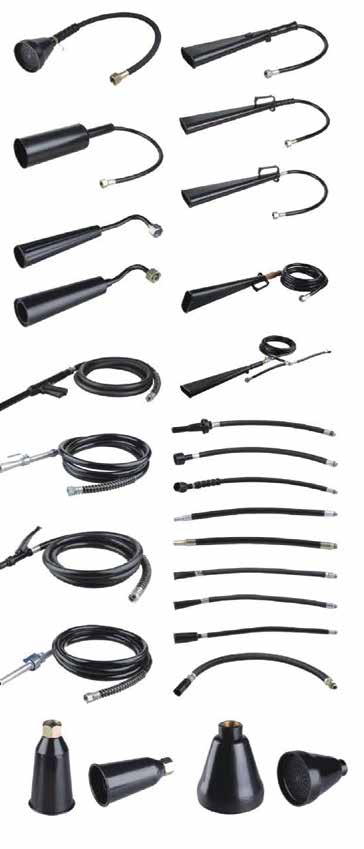 Discharge hoses and horns — manufacturer catalogue reference